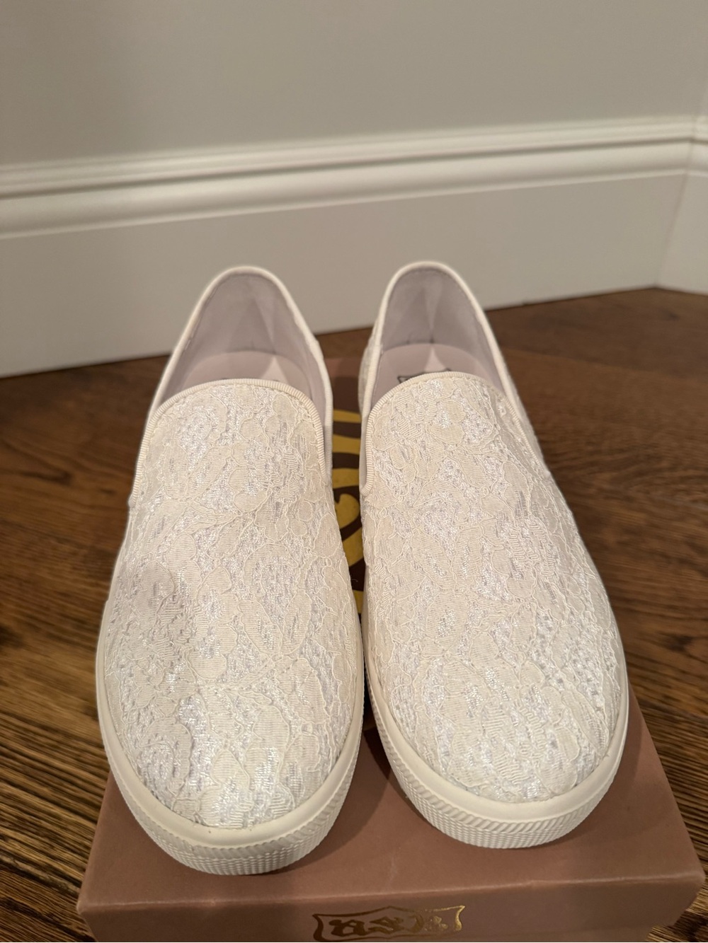 Ash Women's Ivory Lace Slip-On Sneakers
